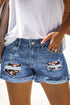 Patchwork Rolled Hem Denim Shorts